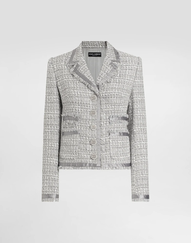 Short single-breasted lamé bouclé jacket