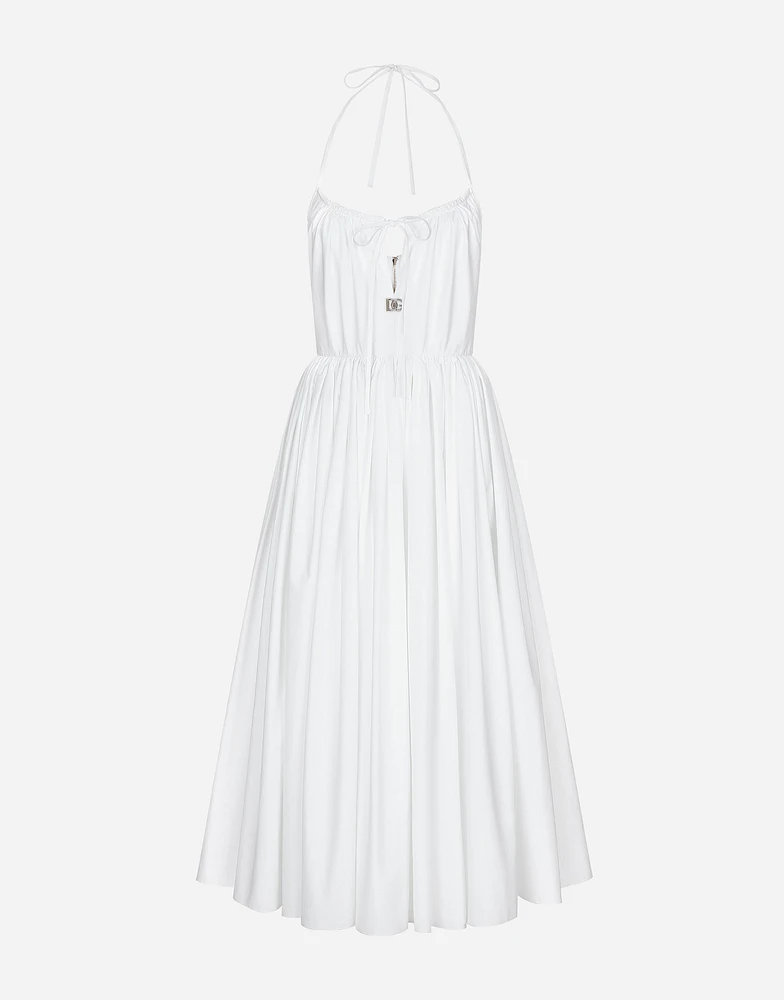 Midi cotton dress with circle skirt
