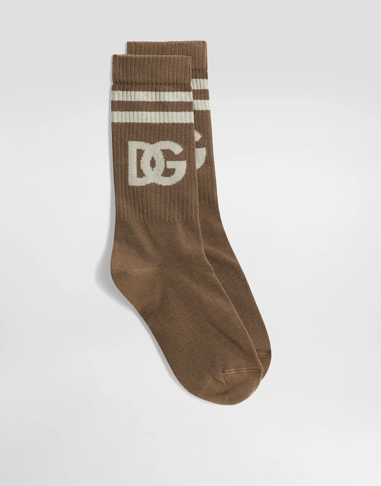 Fine-rib cotton socks with logo