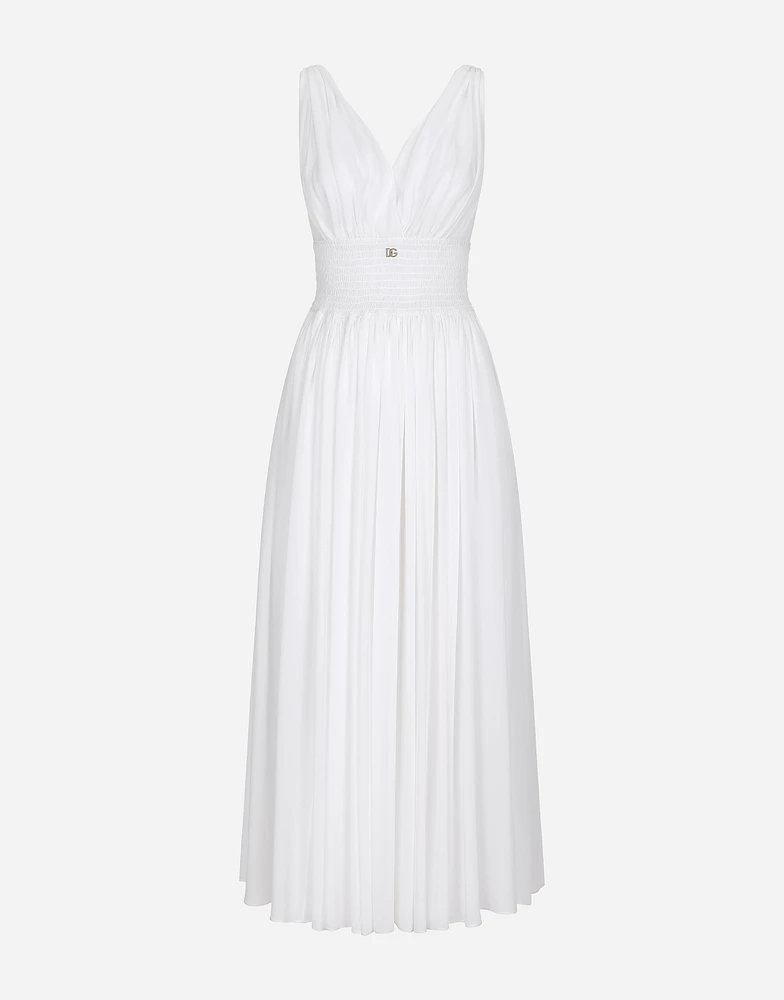V-neck midi dress silk georgette