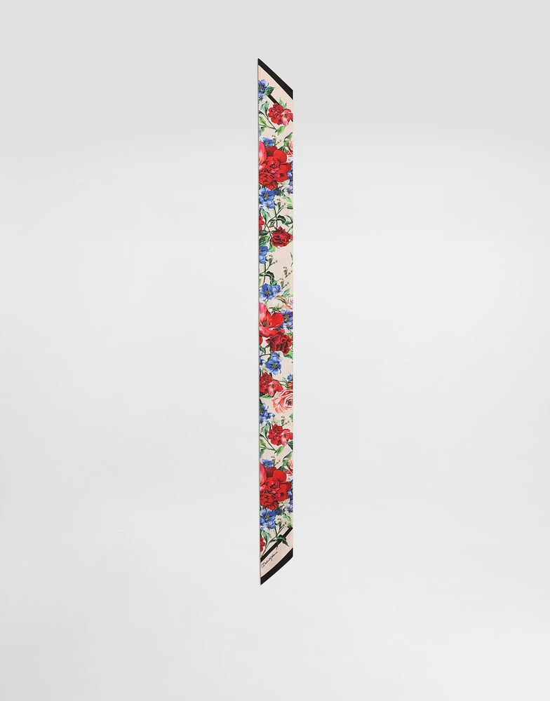 Floral-print twill headscarf (6x100