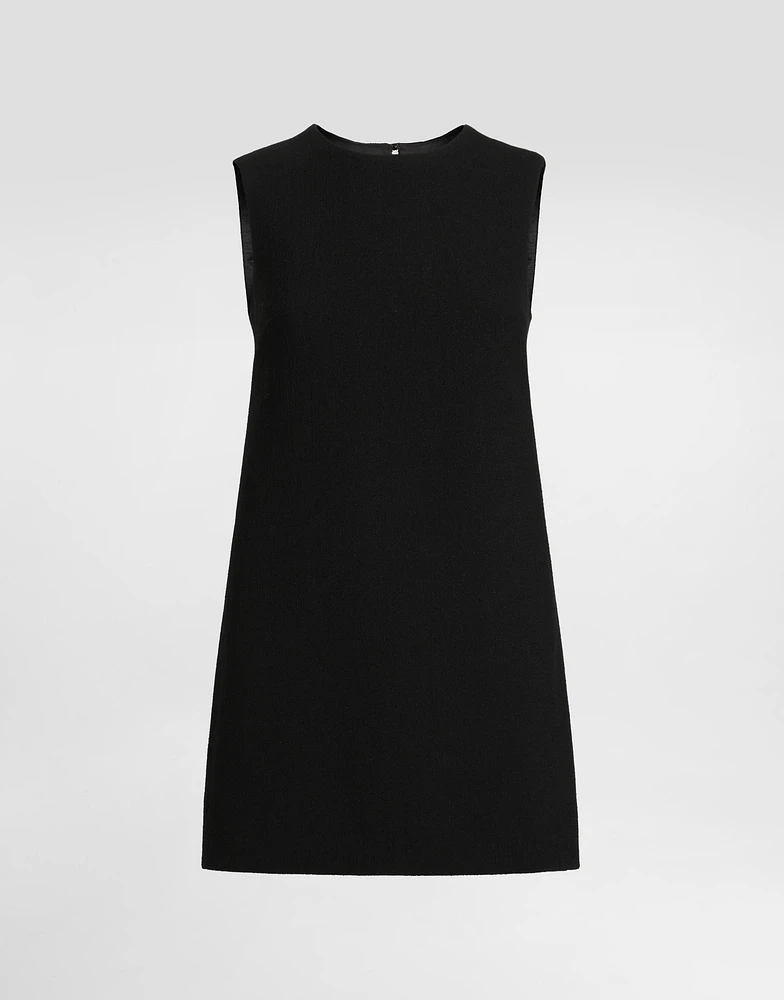 Short wool crepe A-line dress