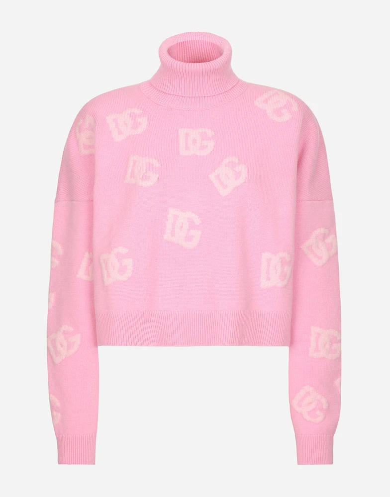 Cropped wool sweater with DG logo inlay