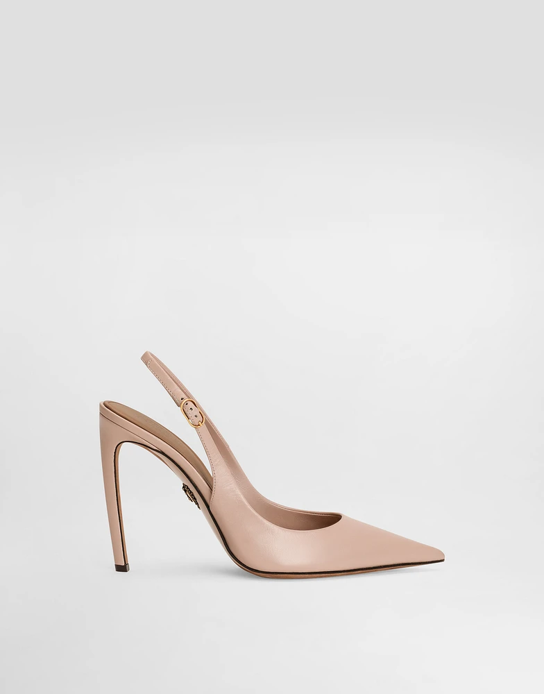 Polished goatskin slingbacks