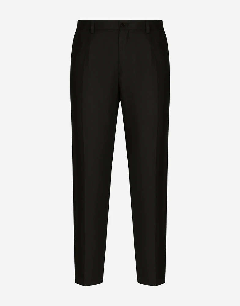 Linen pants with logo label
