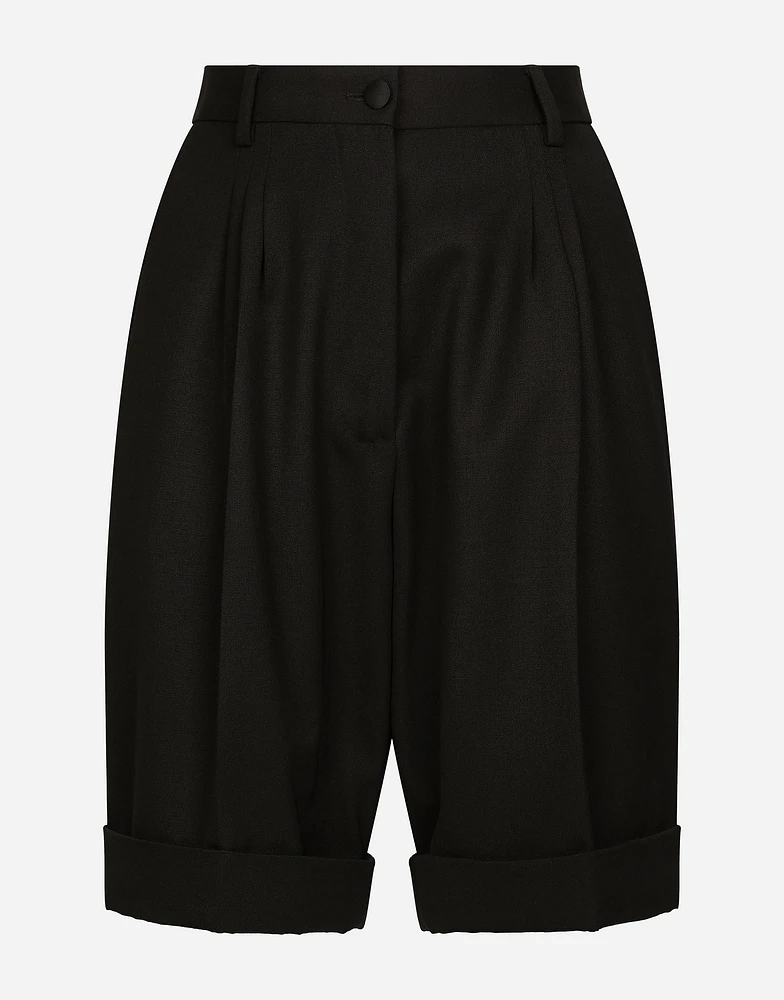 Wool gabardine shorts