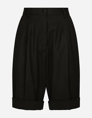 Wool gabardine shorts