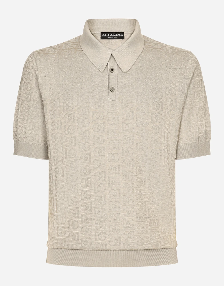 Silk jacquard polo-shirt with DG logo