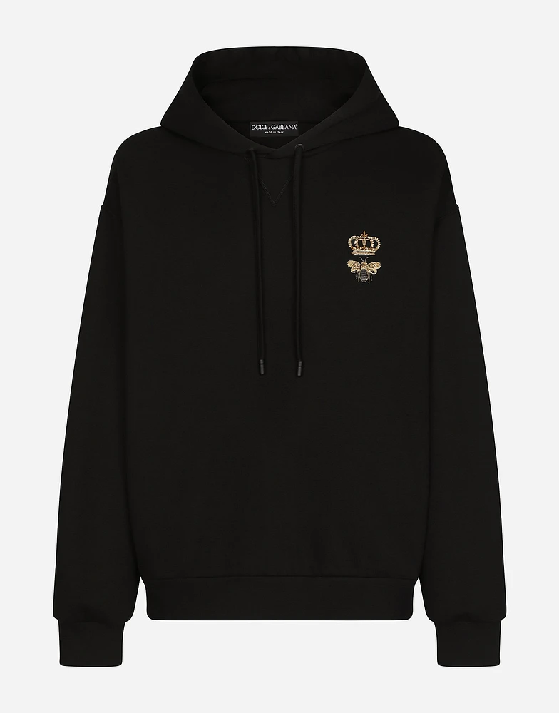 Cotton jersey hoodie with embroidery