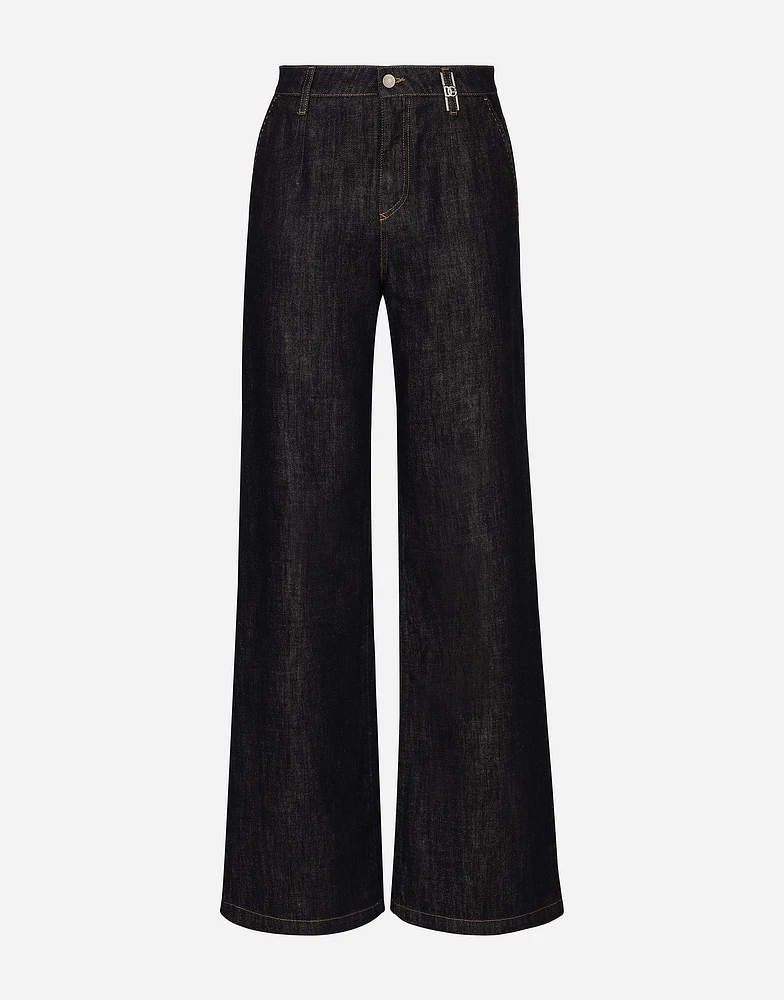 Cotton denim palazzo jeans
