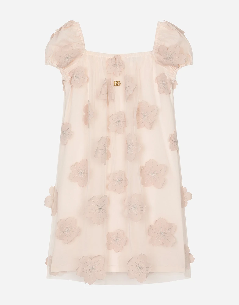 Tulle dress with 3D flowers