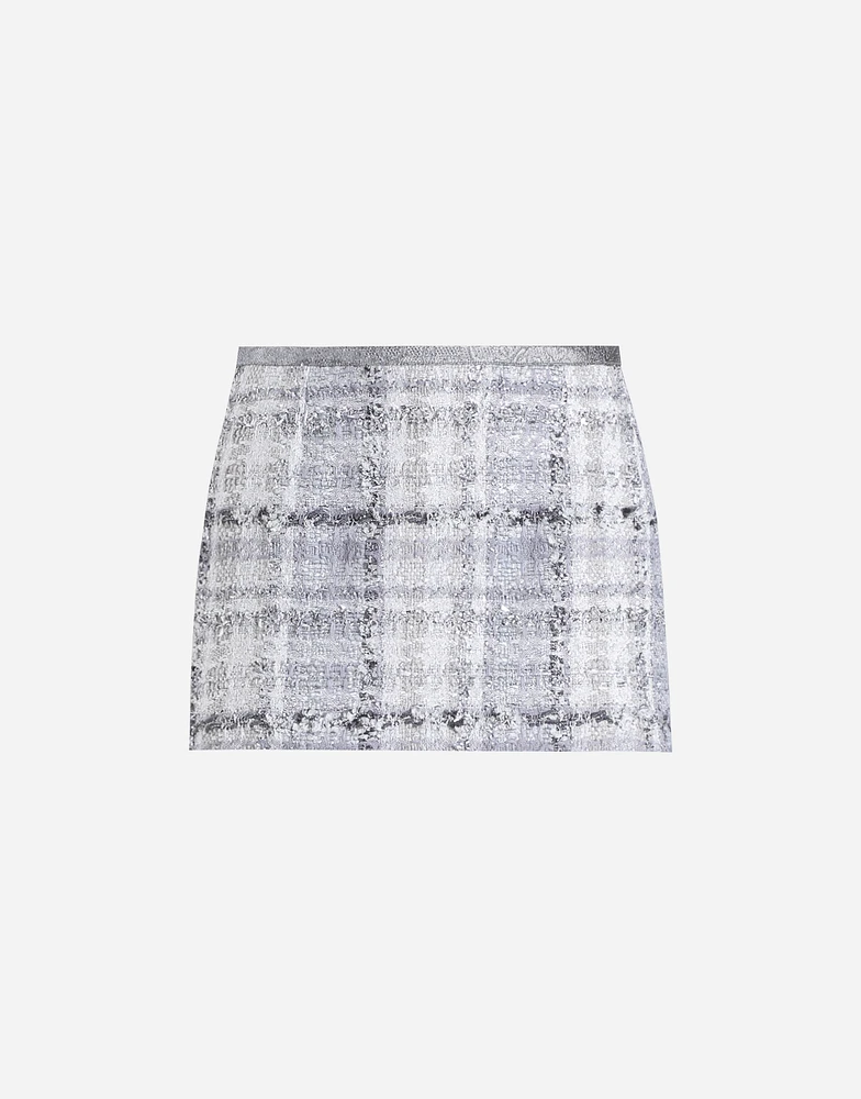 Check lurex raschel tweed miniskirt