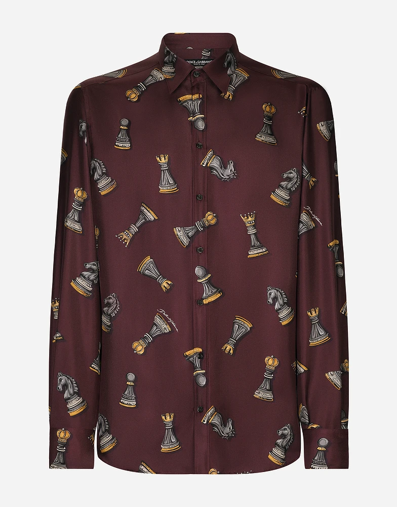 Printed silk Martini-fit shirt