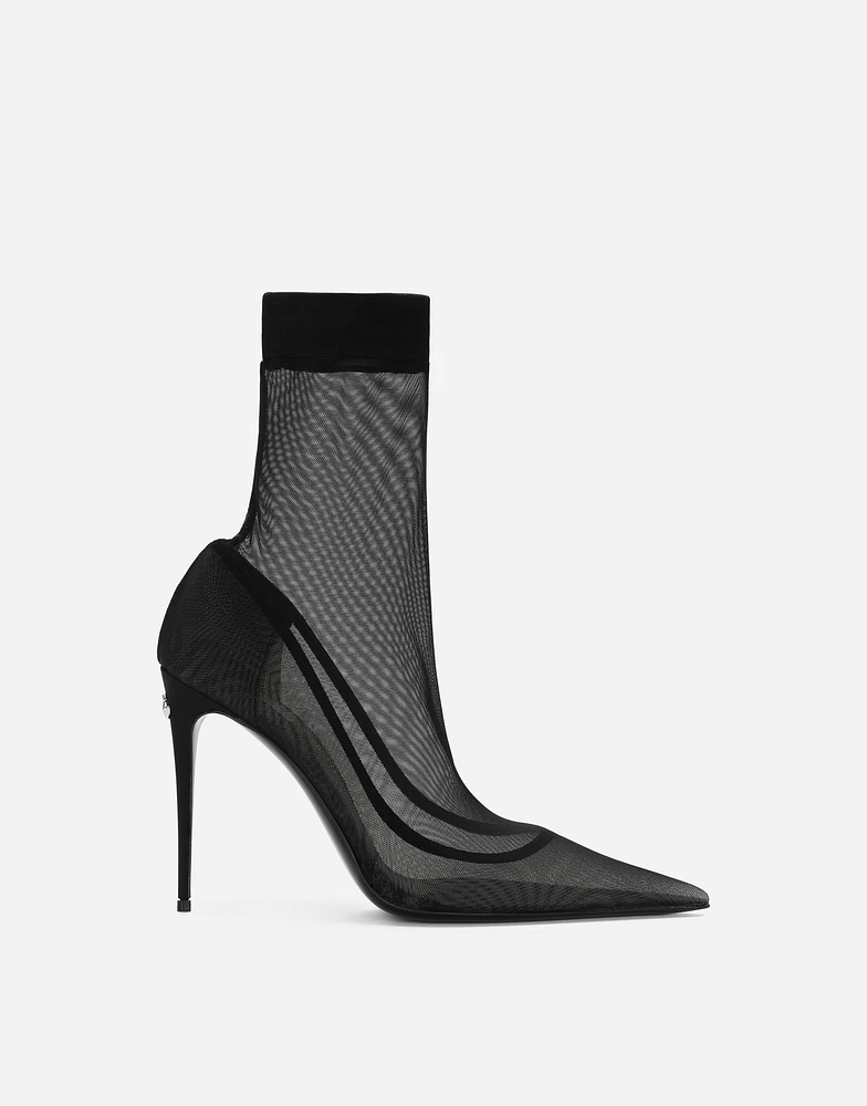 Stretch tulle ankle boots