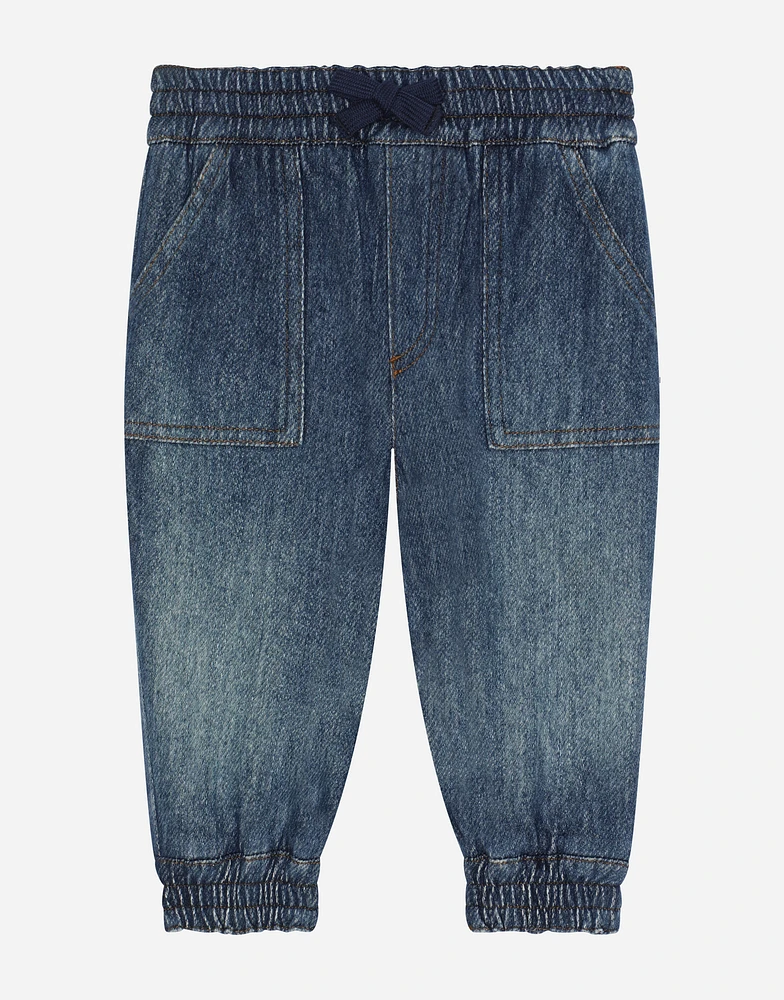Jersey denim jogging pants with DG logo