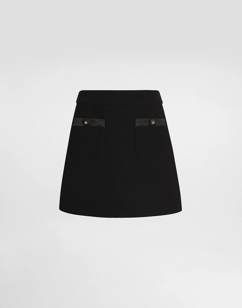 A-line wool crepe miniskirt