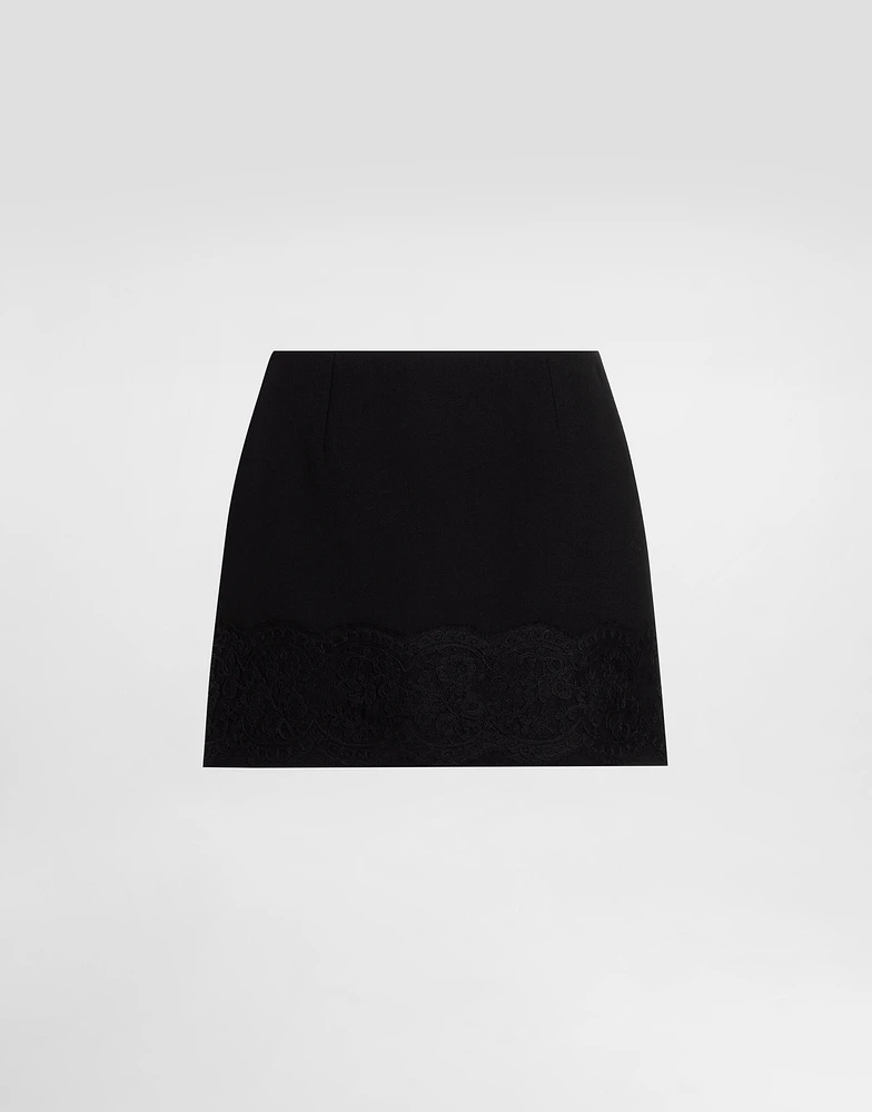 Wool crepe miniskirt