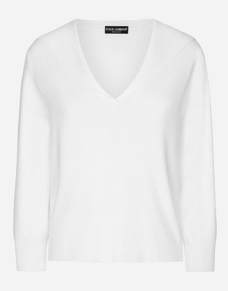 Viscose sweater with sailor collar