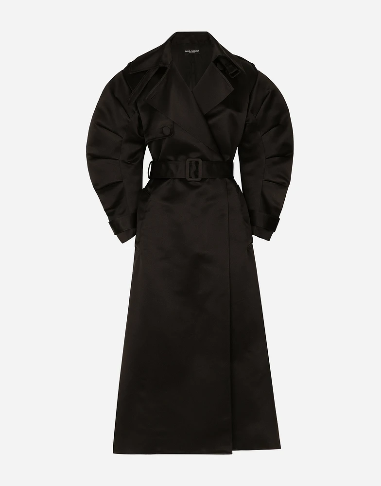 Duchesse trench coat with gathered sleeves