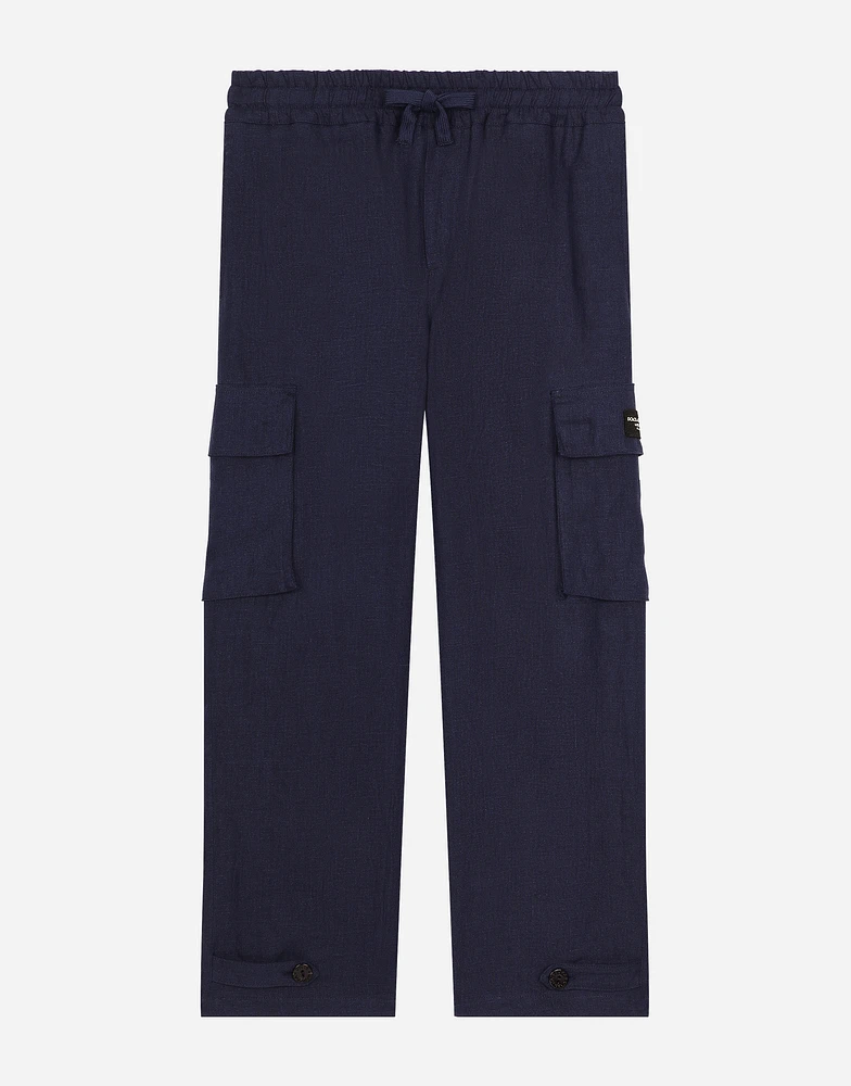 Non-stretch linen cargo pants