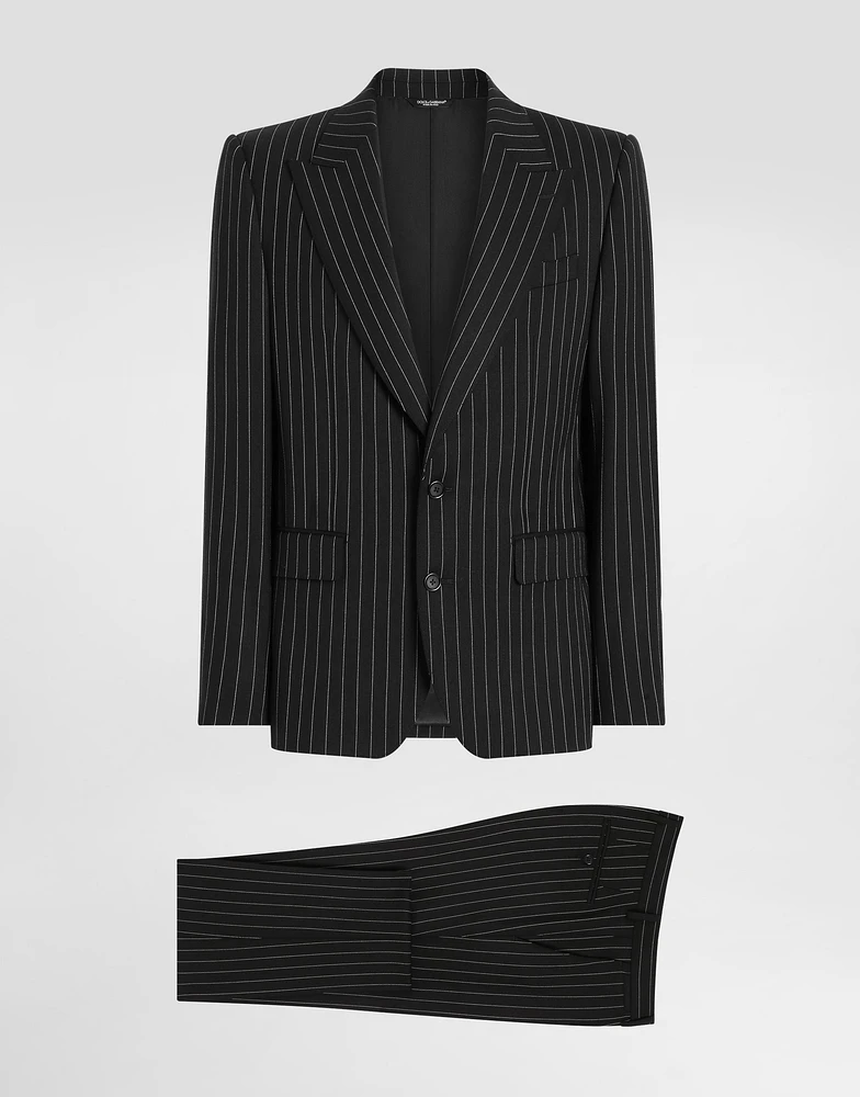 Single-breasted pinstripe stretch wool Sicily-fit suit