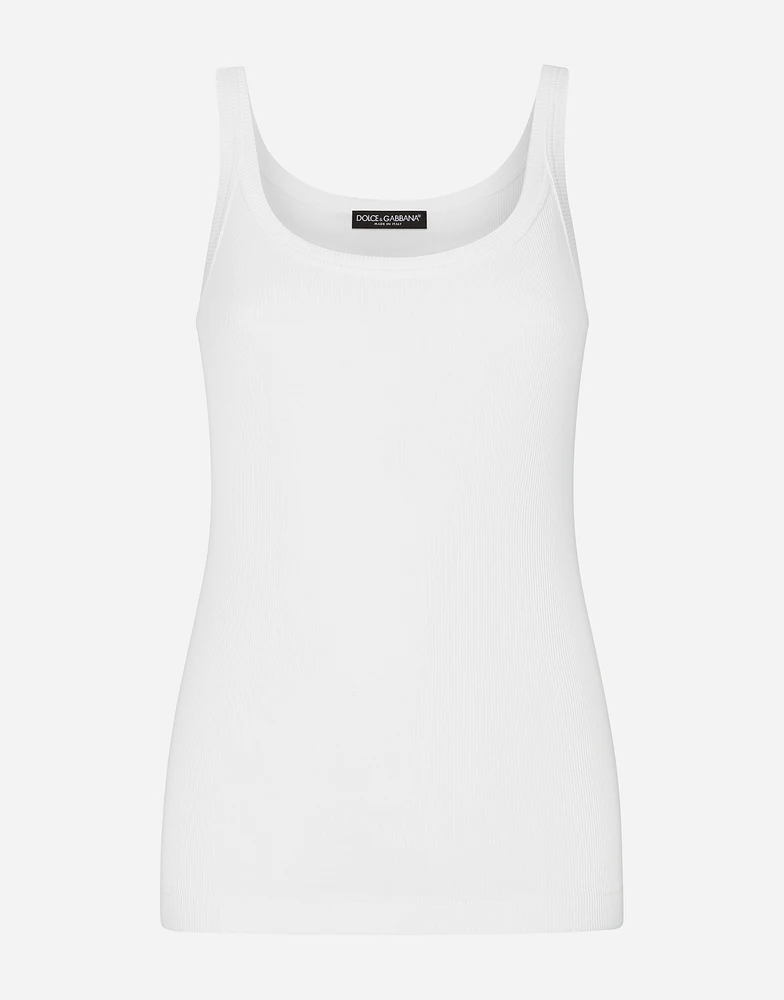 Fine-rib cotton singlet