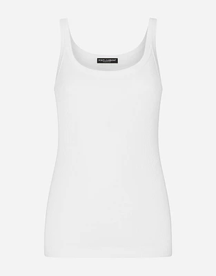 Fine-rib cotton singlet