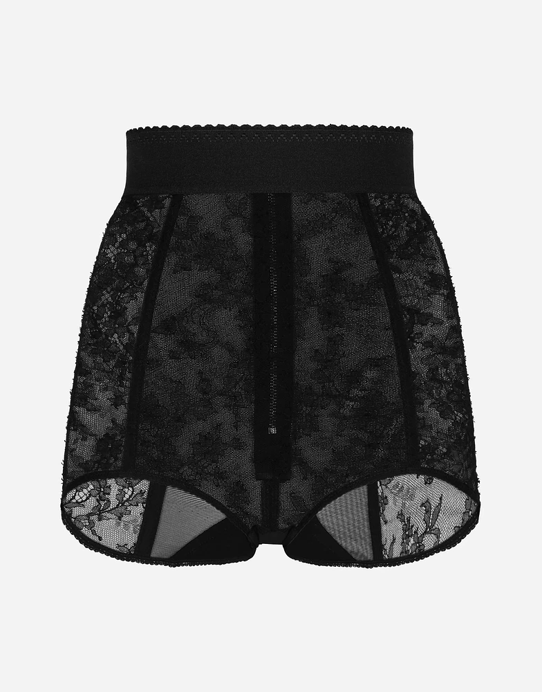 Lace high-waisted panties with elasticated waistband