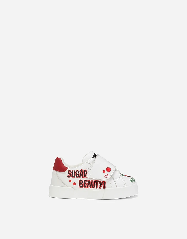 Printed calfskin Portofino sneakers