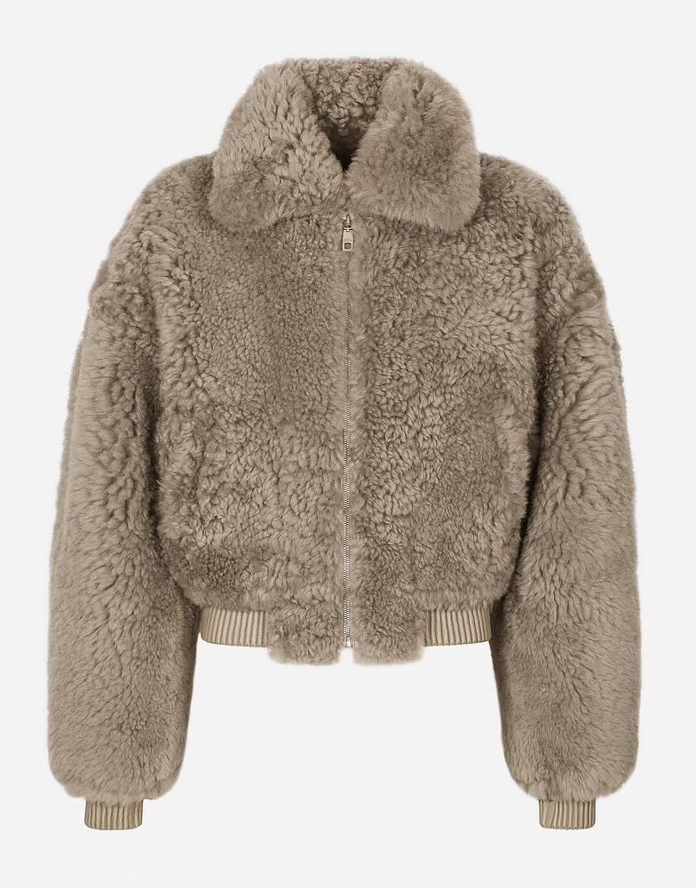 Shearling jacket with hood