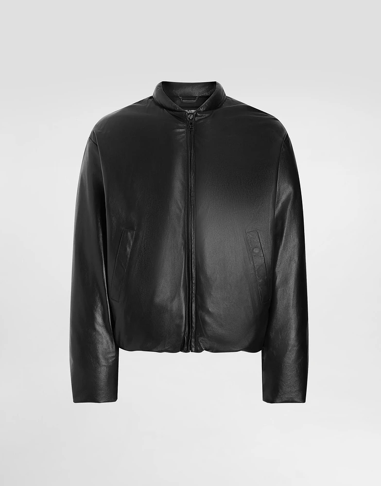 Padded sheepskin bomber jacket