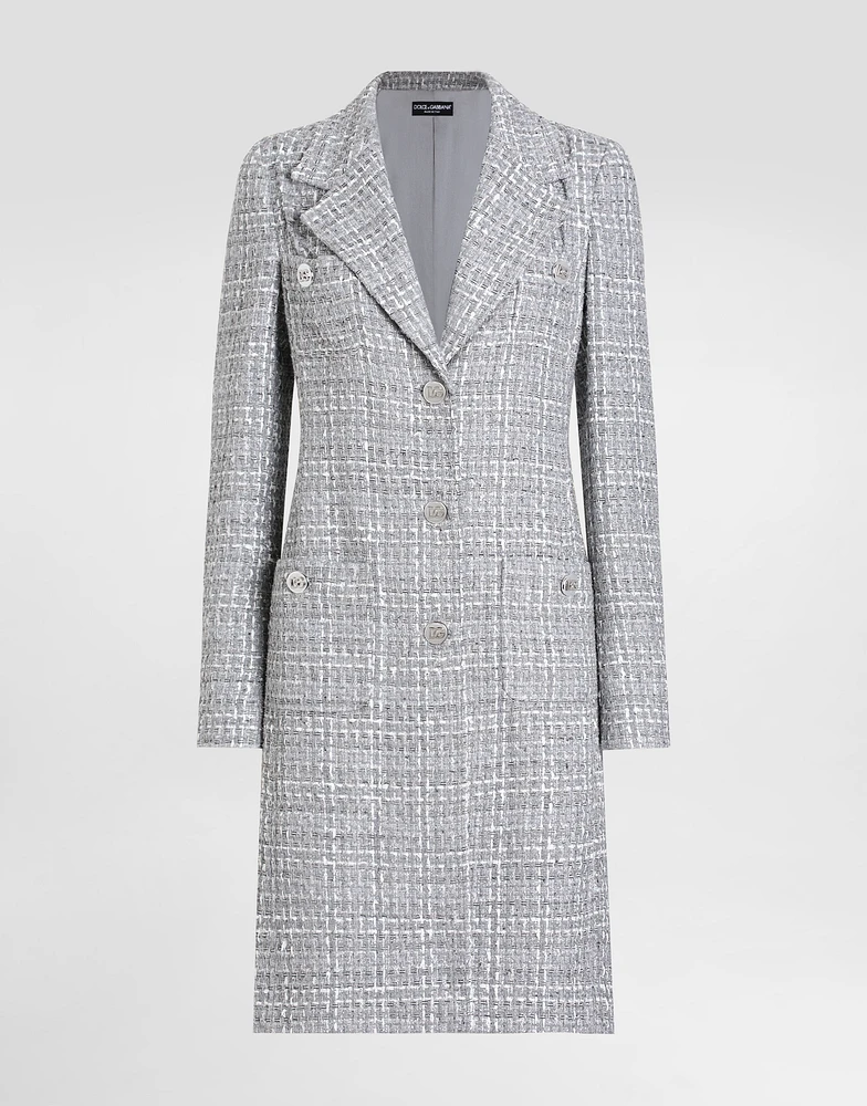 Single-breasted lamé tweed bouclé coat