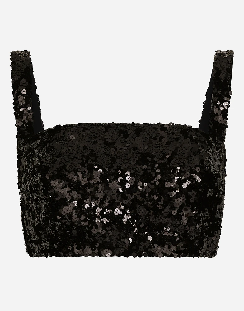 Sequined crop top with straps