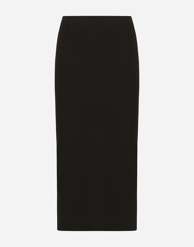 Straight-cut jersey midi skirt