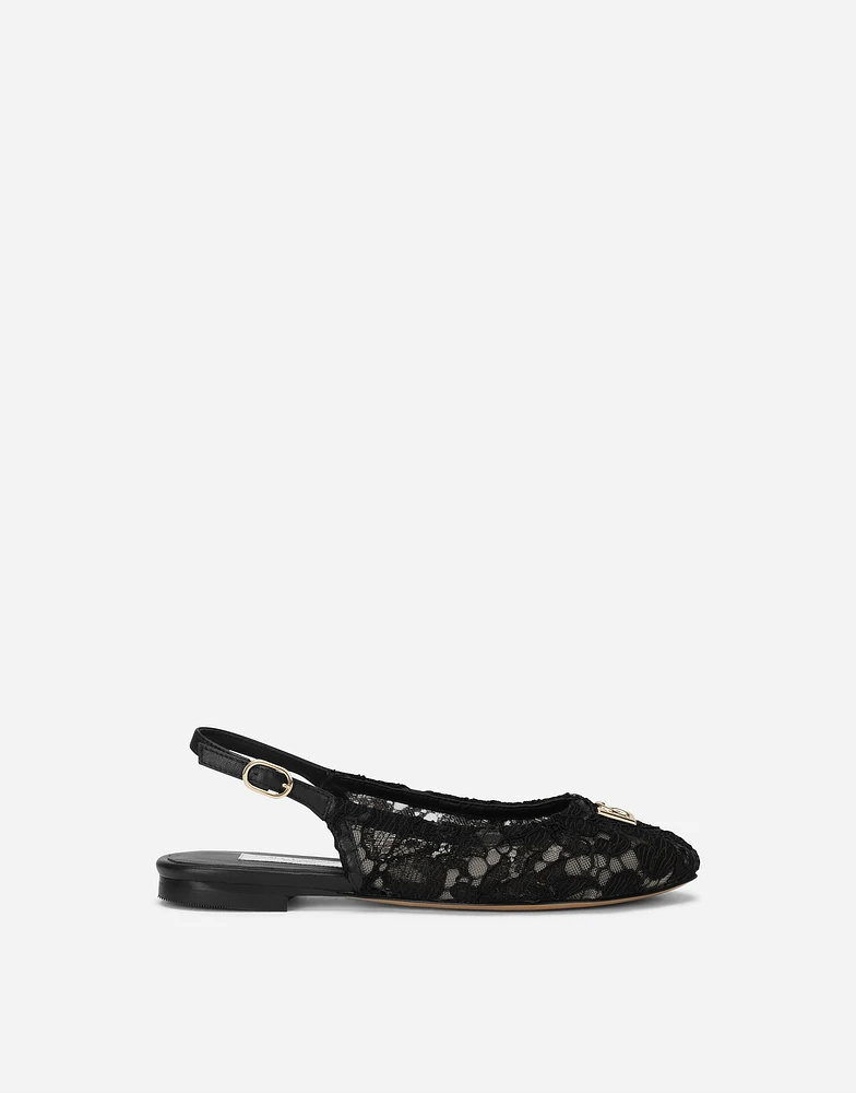 Cordonetto lace slingbacks with DG logo