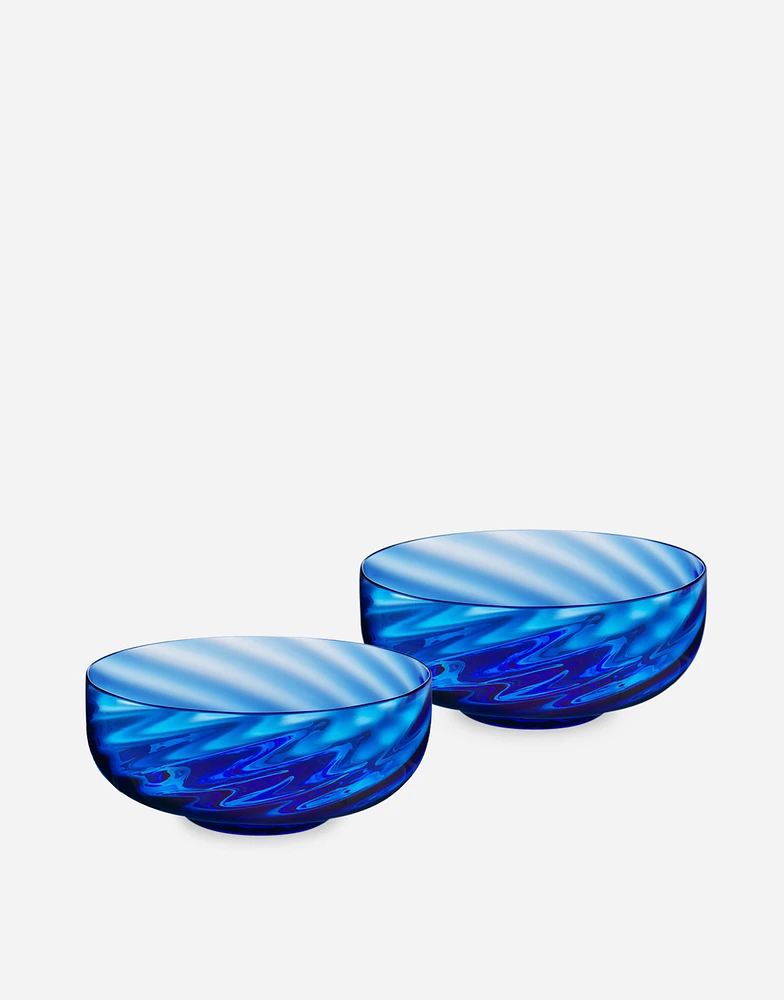 Set 2 Hand-Blown Murano Glass Ice Cream Bowls