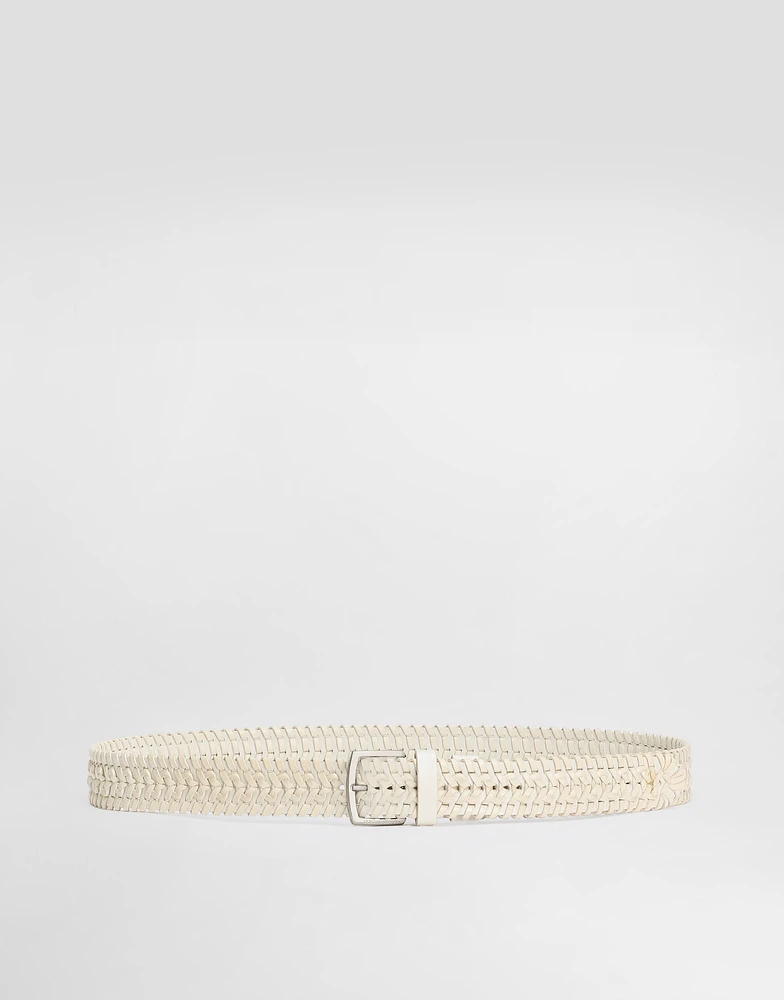 Woven leather belt