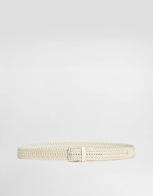 Woven leather belt