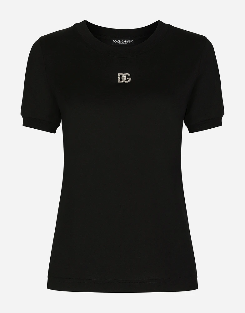 Jersey T-shirt with crystal DG embellishment
