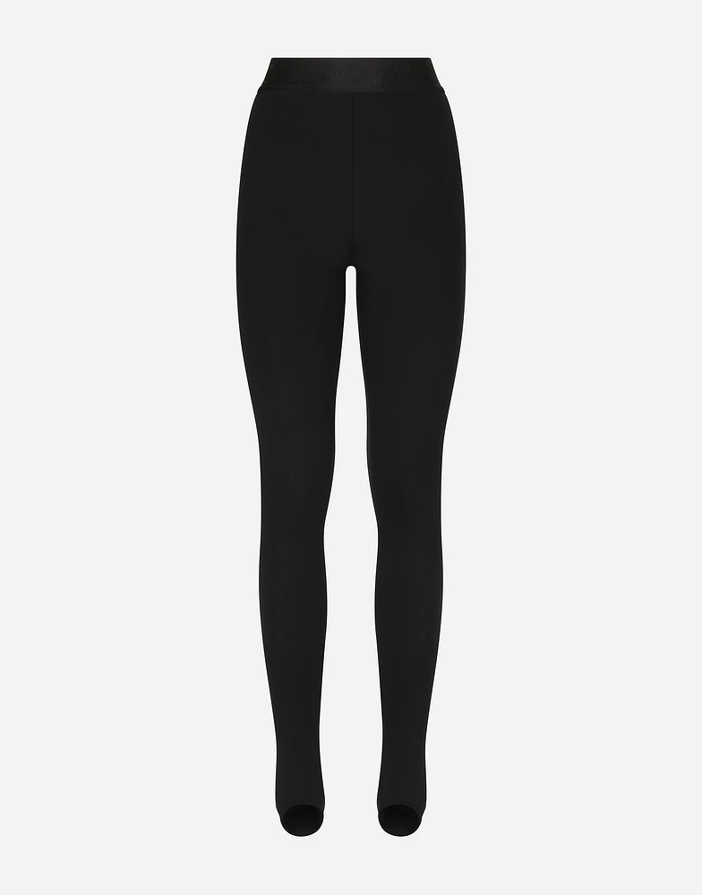 Technical jersey leggings with branded elastic