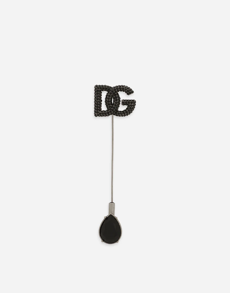 Rhinestone-detailed DG logo brooch