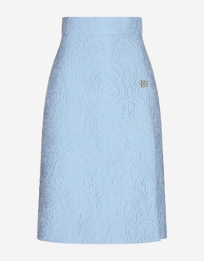Floral quilted jacquard midi skirt with DG logo