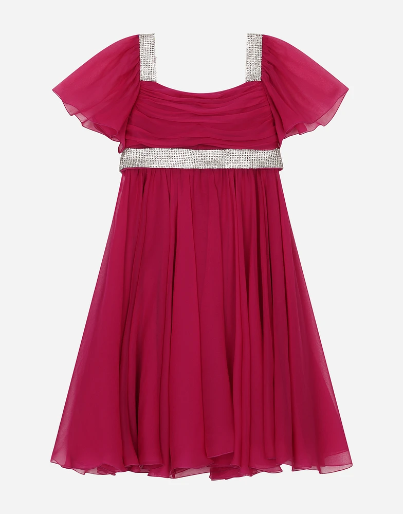 Short-sleeved chiffon dress