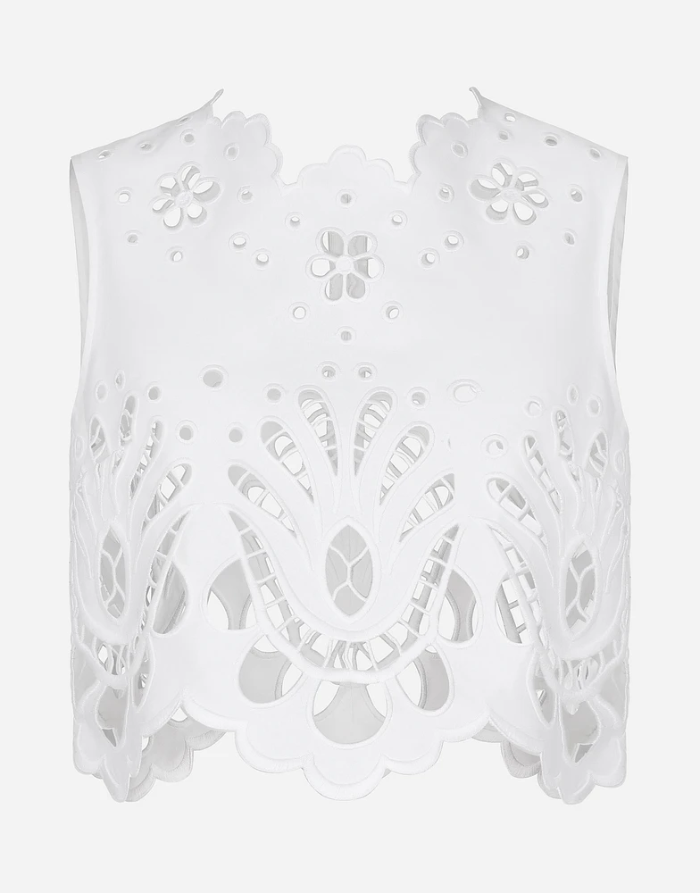 Cotton crop top with cut-out detailing