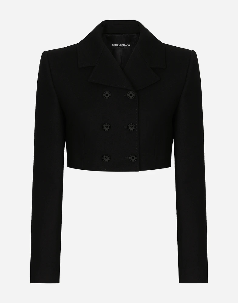 Short double-breasted twill jacket