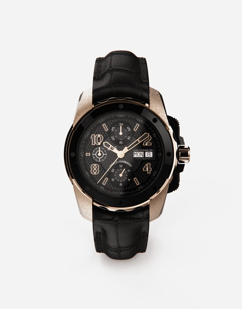 DS5 watch in red gold and steel with pvd coating