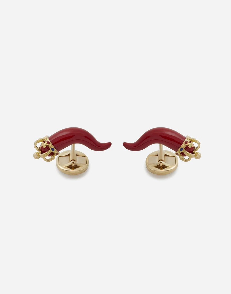 Good Luck Cufflinks18 carat yellow gold and enamel
