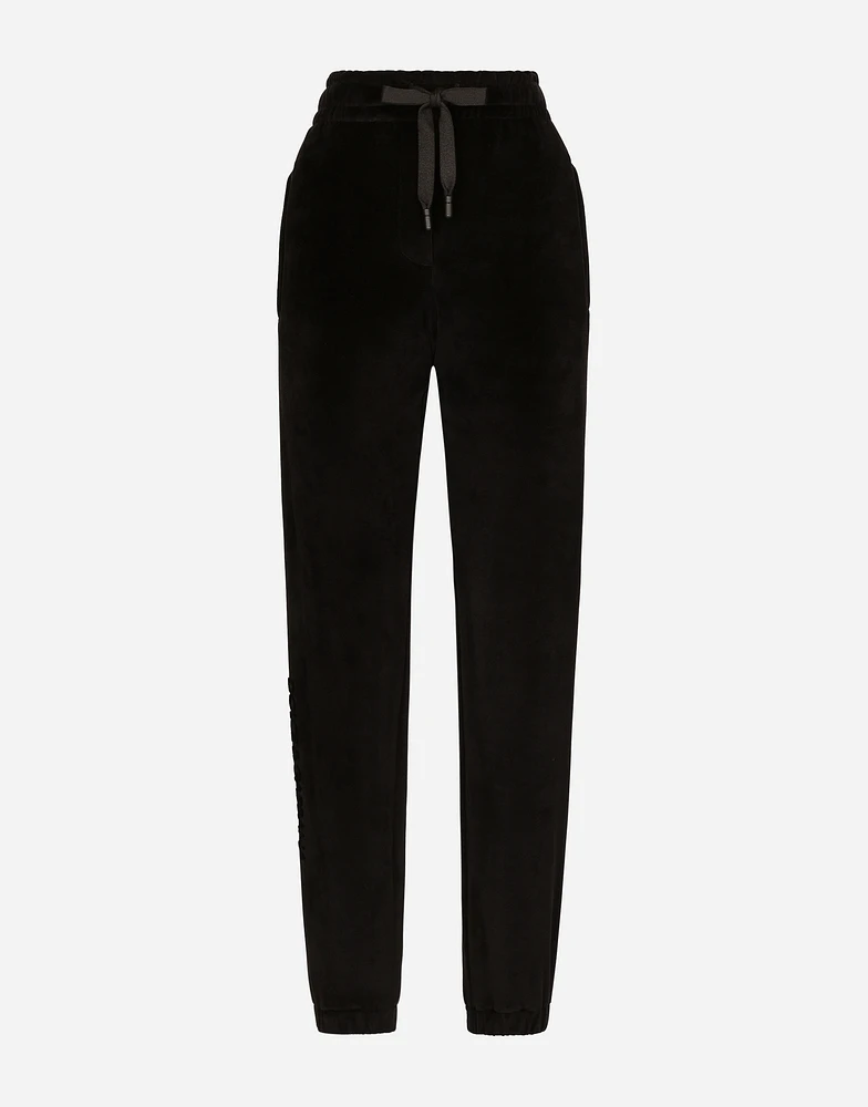Chenille jogging pants with Dolce&Gabbana embroidery
