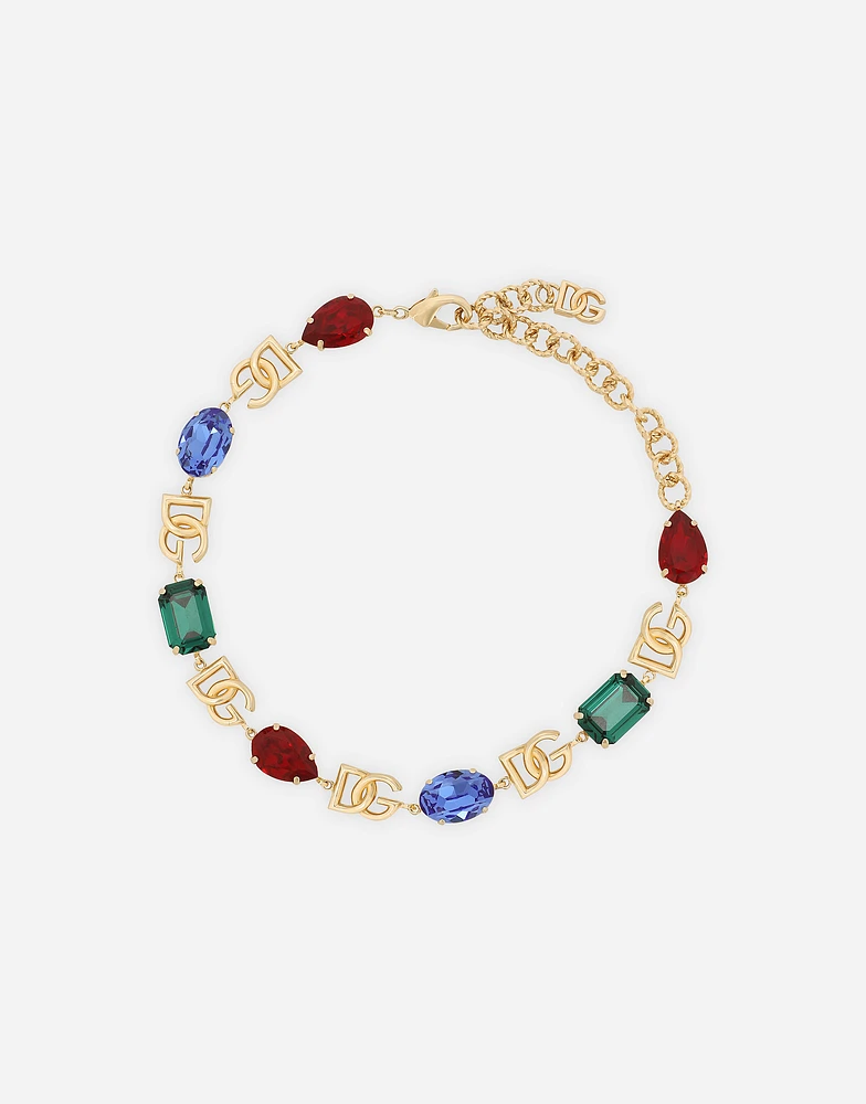 Choker with DG logo and multi-colored crystals