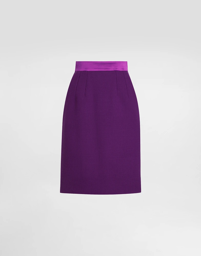 Wool crepe midi pencil skirt
